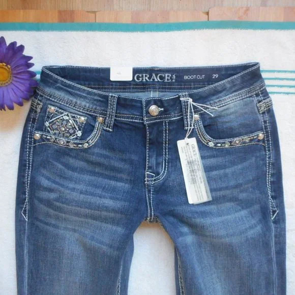 🌸SOLD🌸 New GRACE in LA Jeans Size 29 Mid Rise Boot Cut - Picture 8 of 14
